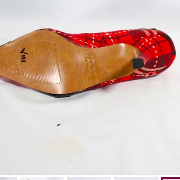 Wild Rose Y2K Vintage style (7.5) Red Tartan Plaid Pointy Toed High Heels NWOT - Picture 9 of 12